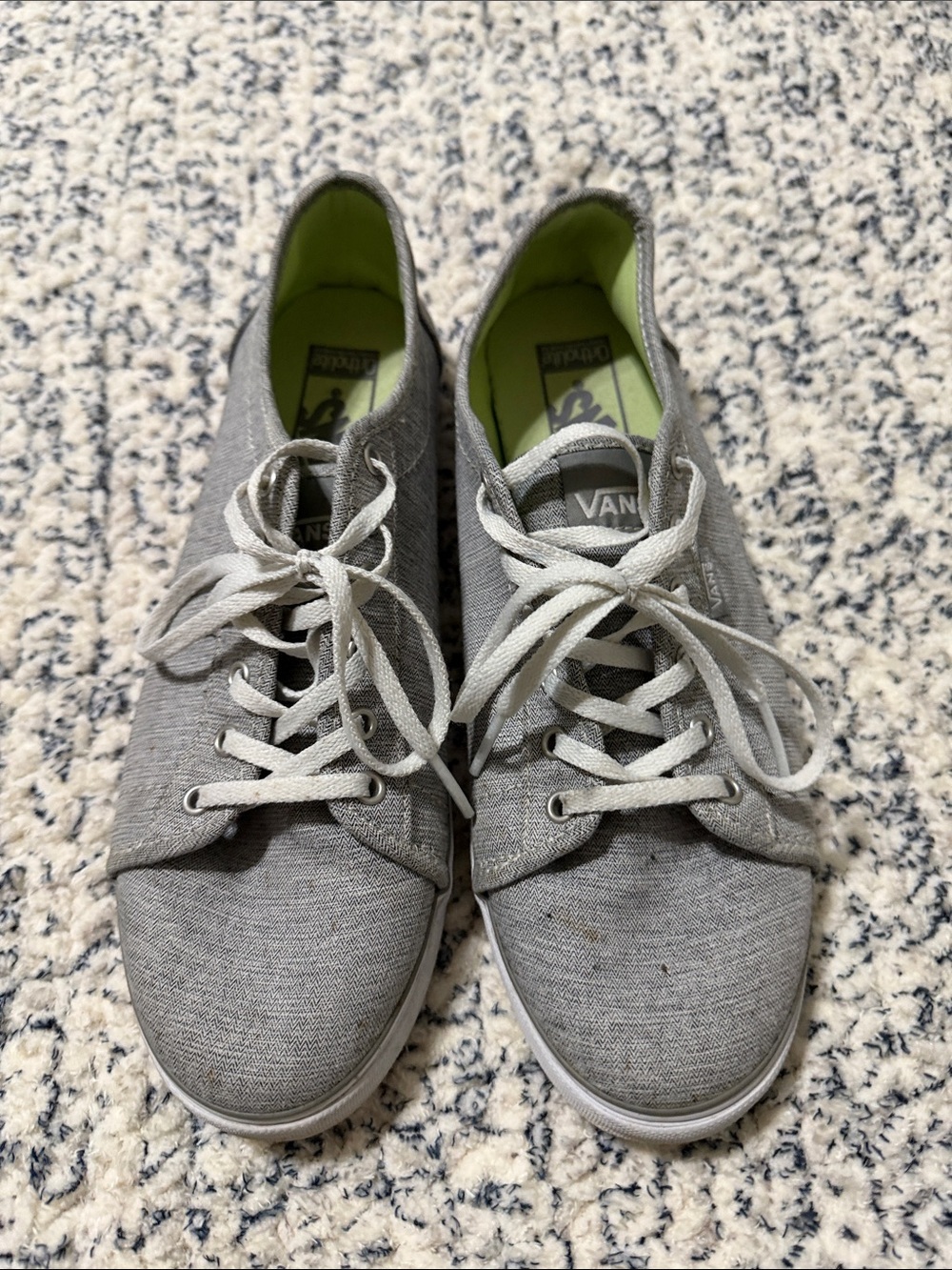Vans Women’s Low-Top Canvas Sneakers in Gray with Lime Insoles